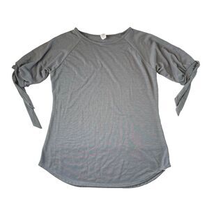 Women’s Short Tie Sleeve Tee Shirt Gray Size XL